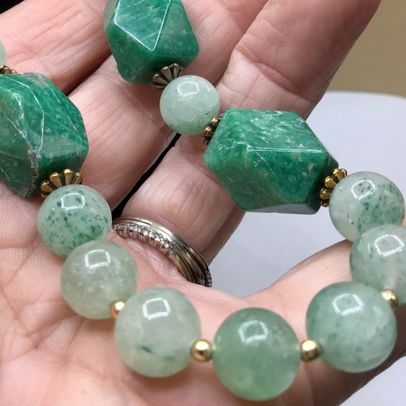 🌺RARE Vintage Amazonite & Aventurine Necklace - Picture 3 of 16